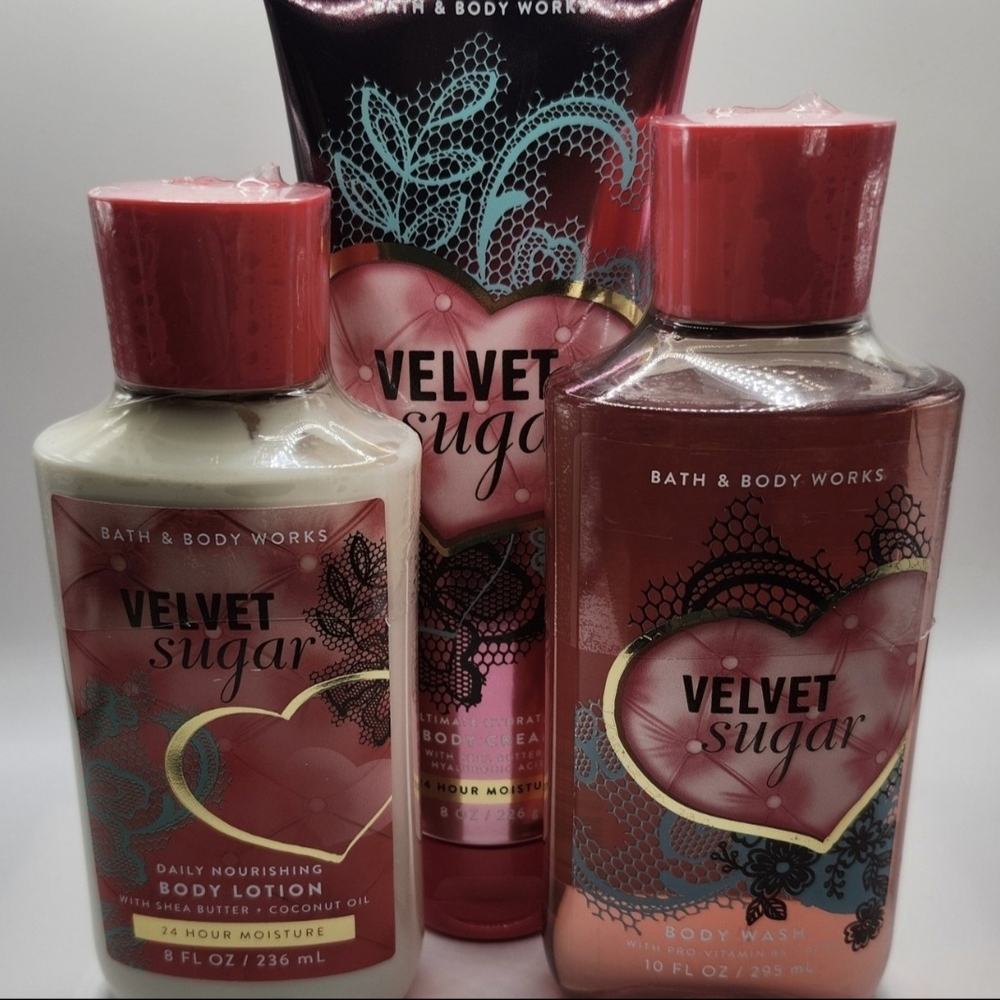 Bath & Body Works Bundle ~ VELVET SUGAR ~ Shea Butter, Coconut Oil, Hyaluronic
